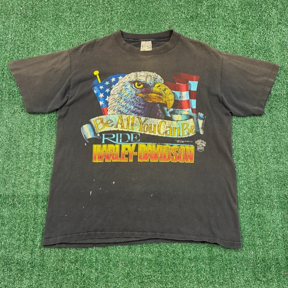 Vintage 1988 Harley-Davidson "Be All You Can Be" Eagle Graphic Biker T-shirt